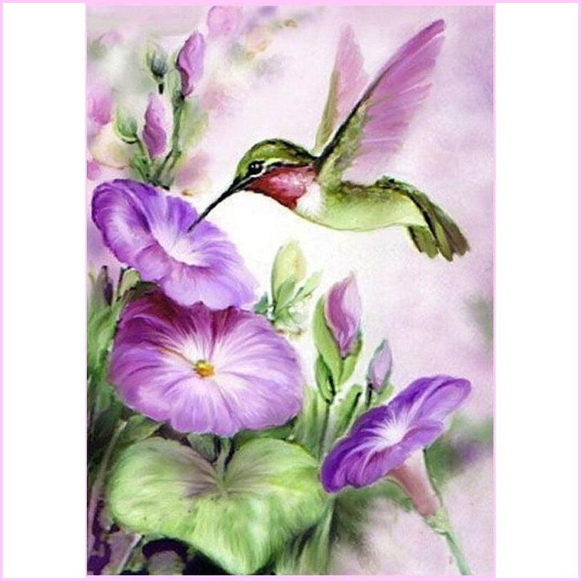 Yeesam Art 5D DIY Diamond Painting Kit Hummingbirds Birds Flowers