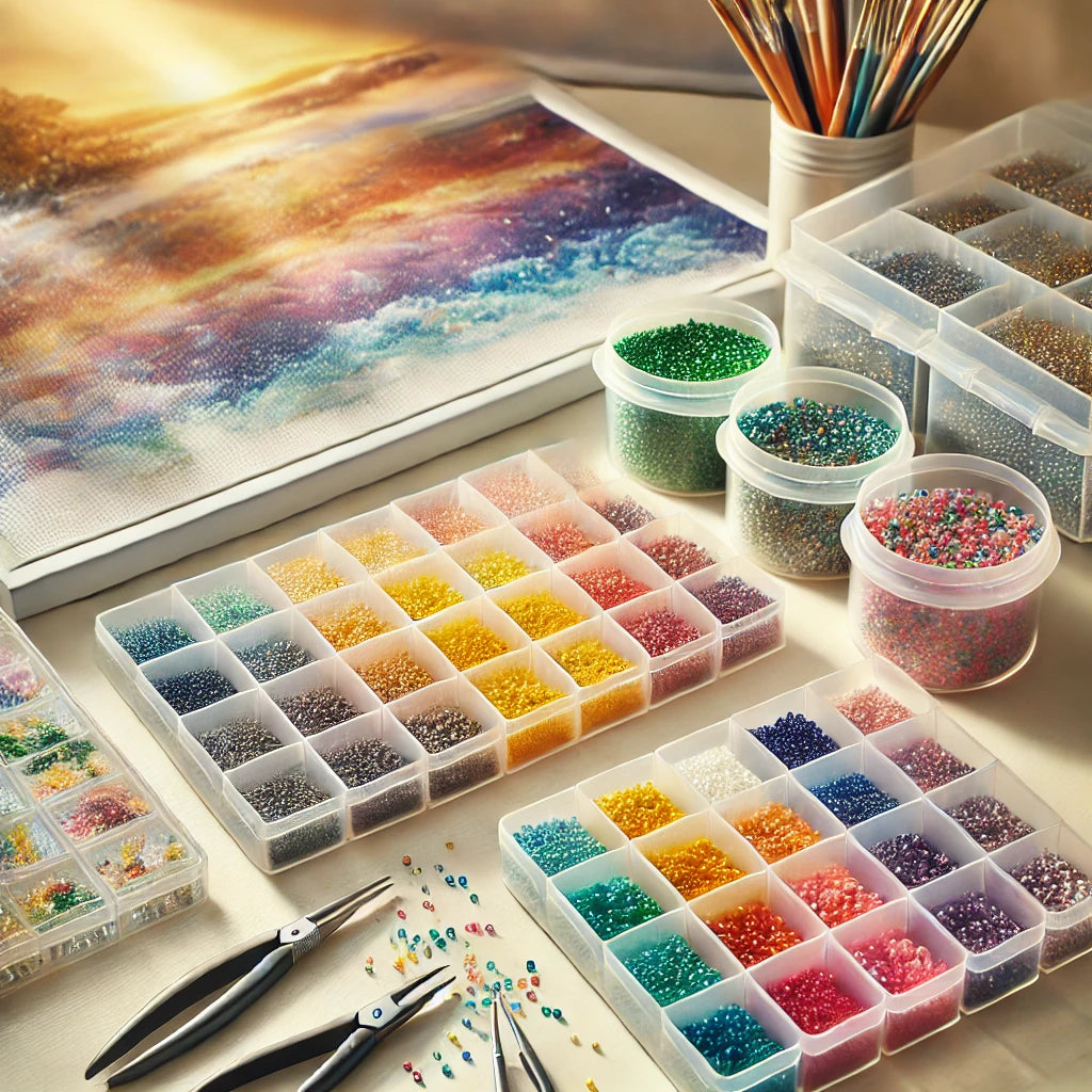 organized diamond painting beads