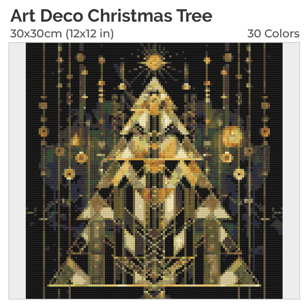 Art Deco Christmas Tree Diamond Painting Kit-30x30cm (12x12 in)-Heartful Diamonds