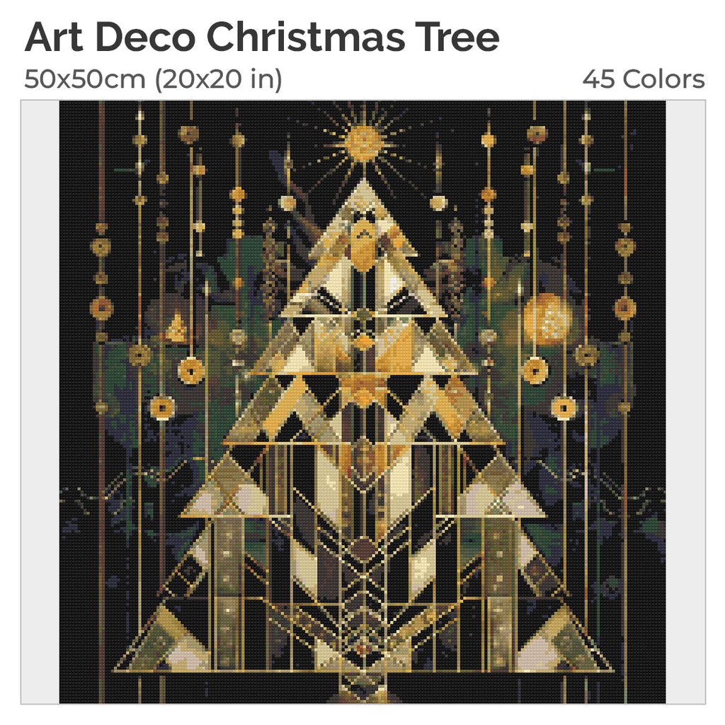 Art Deco Christmas Tree Diamond Painting Kit-40x40cm (16x16 in)-Heartful Diamonds