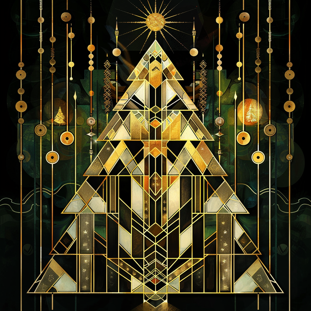 Art Deco Christmas Tree Diamond Painting Kit-30x30cm (12x12 in)-Heartful Diamonds