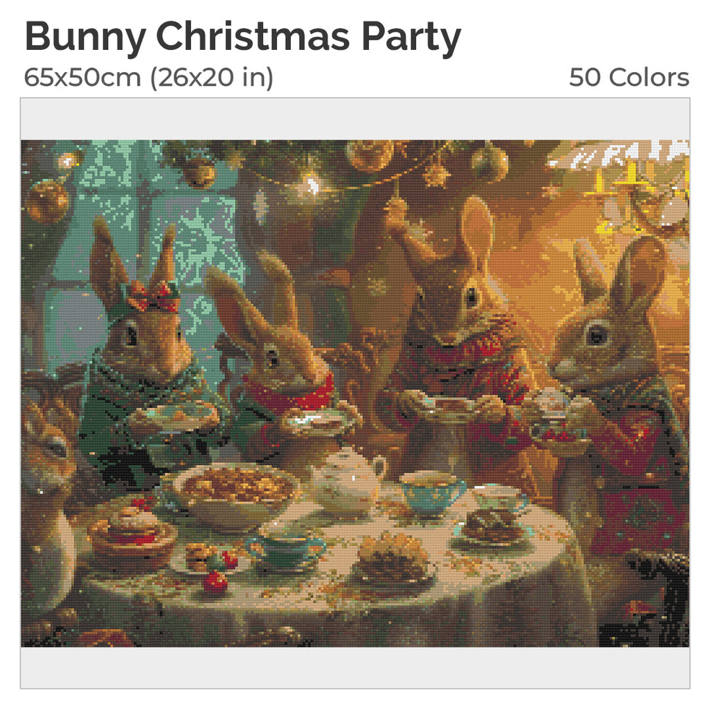 Bunny Christmas Party Diamond Painting Kit-50x40cm (20x16 in)-Heartful Diamonds