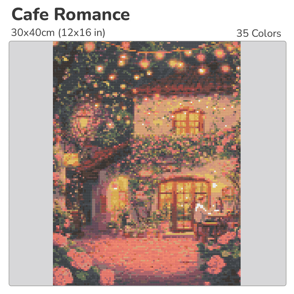 CafŽ Romance Diamond Painting Kit-30x40cm (12x16 in)-Heartful Diamonds