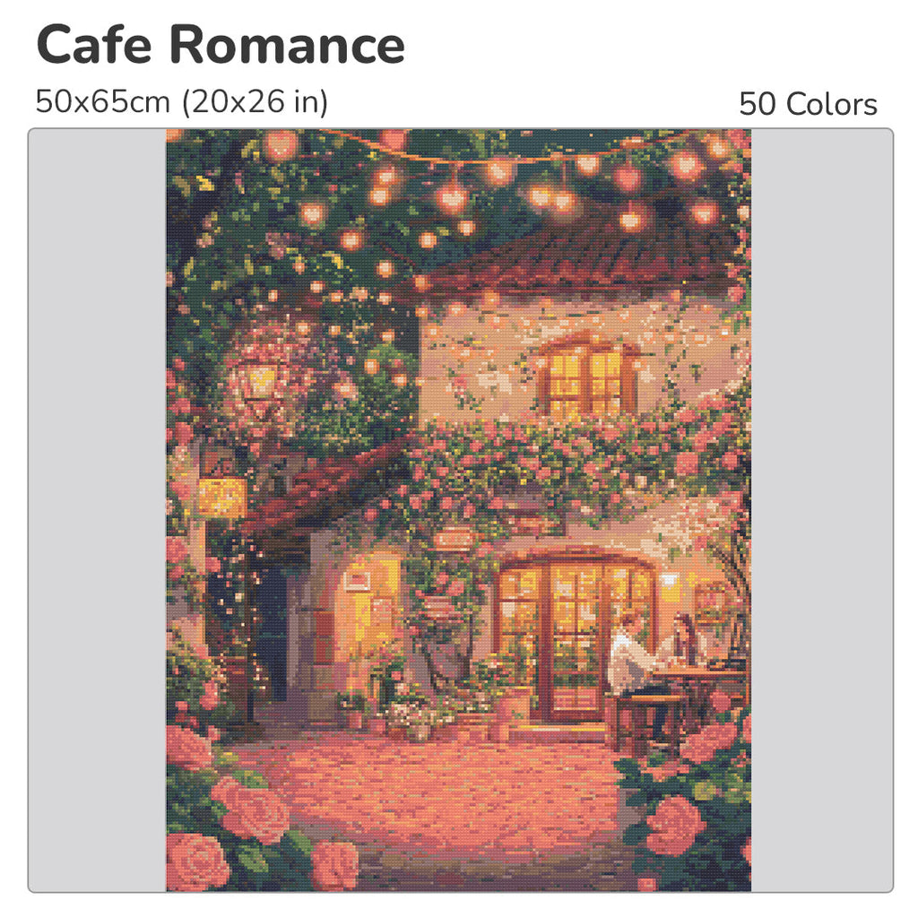 CafŽ Romance Diamond Painting Kit-40x50cm (16x20 in)-Heartful Diamonds