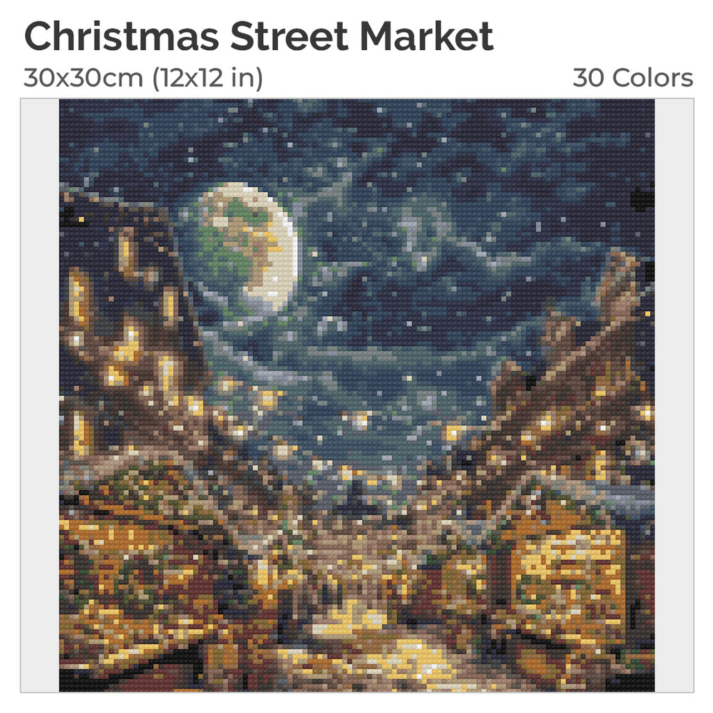 Christmas Street Market Diamond Painting Kit-30x30cm (12x12 in)-Heartful Diamonds