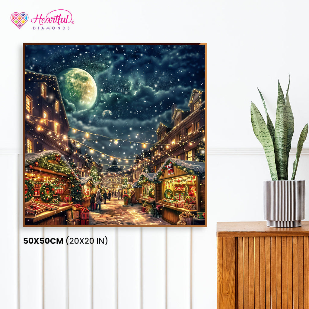 Christmas Street Market Diamond Painting Kit-50x50cm (20x20 in)-Heartful Diamonds