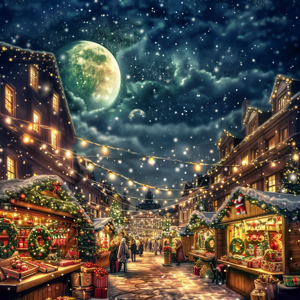 Christmas Street Market Diamond Painting Kit-30x30cm (12x12 in)-Heartful Diamonds