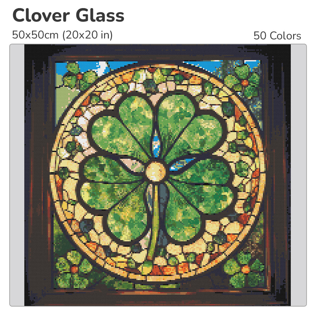 Clover Glass Diamond Painting Kit-40x40cm (16x16 in)-Heartful Diamonds