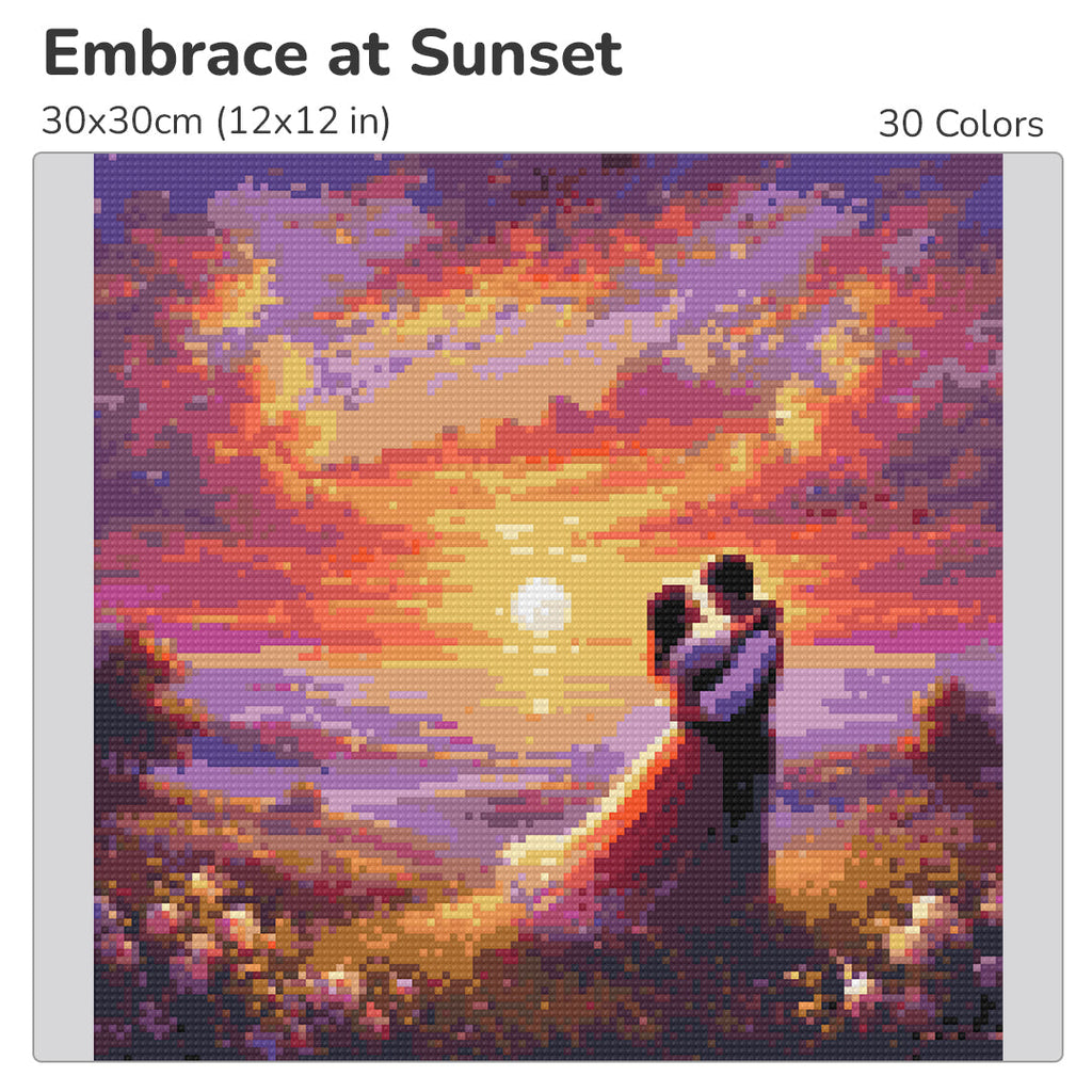 Embrace at Sunset Diamond Painting Kit-30x30cm (12x12 in)-Heartful Diamonds