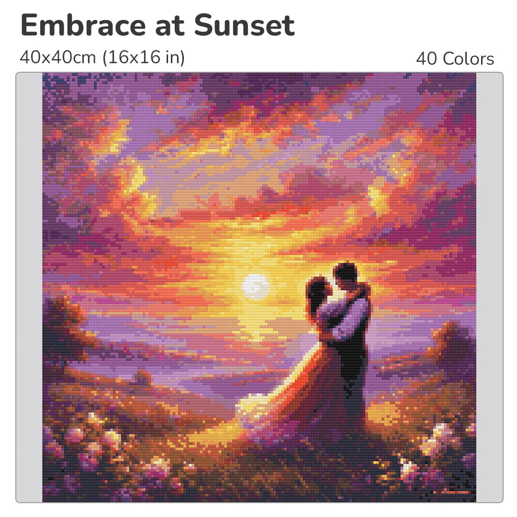 Embrace at Sunset Diamond Painting Kit-40x40cm (16x16 in)-Heartful Diamonds