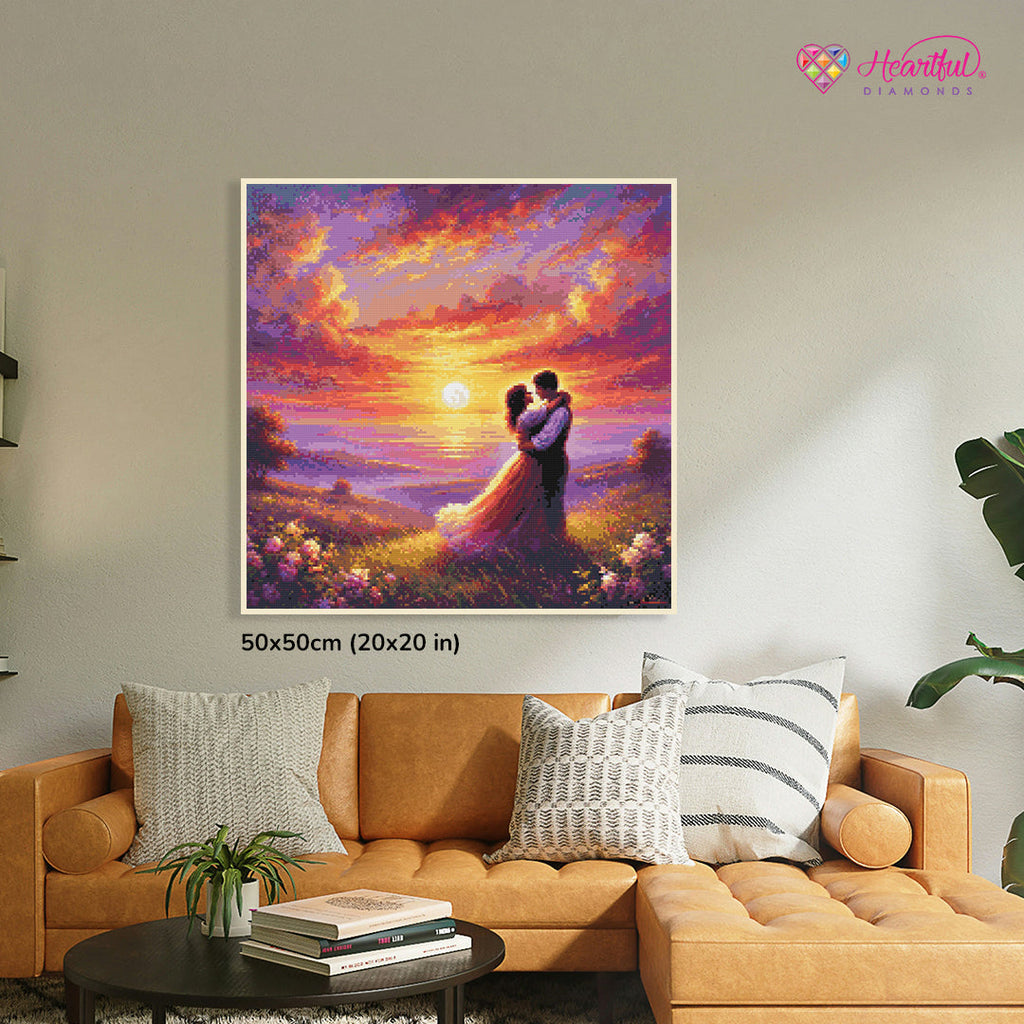 Embrace at Sunset Diamond Painting Kit-50x50cm (20x20 in)-Heartful Diamonds