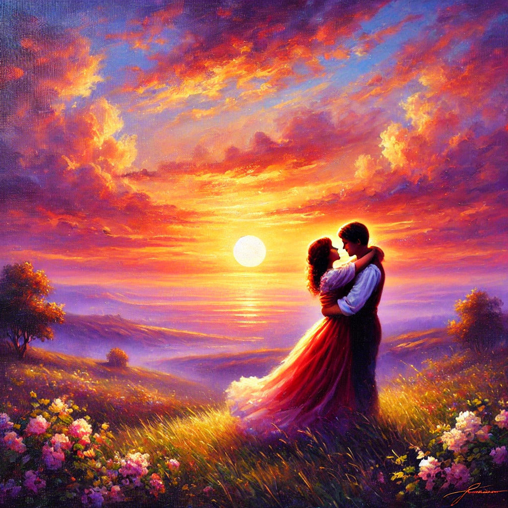 Embrace at Sunset Diamond Painting Kit-30x30cm (12x12 in)-Heartful Diamonds