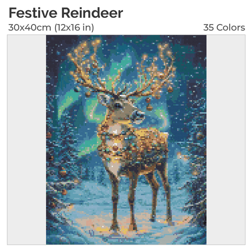 Festive Reindeer Diamond Painting Kit-30x40cm (12x16 in)-Heartful Diamonds