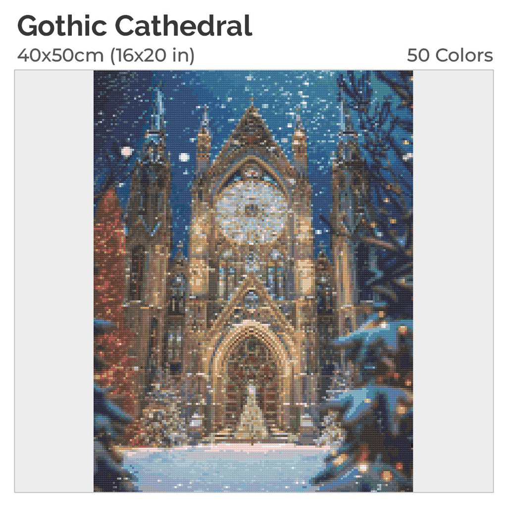 Gothic Cathedral Diamond Painting Kit-40x50cm (16x20 in)-Heartful Diamonds