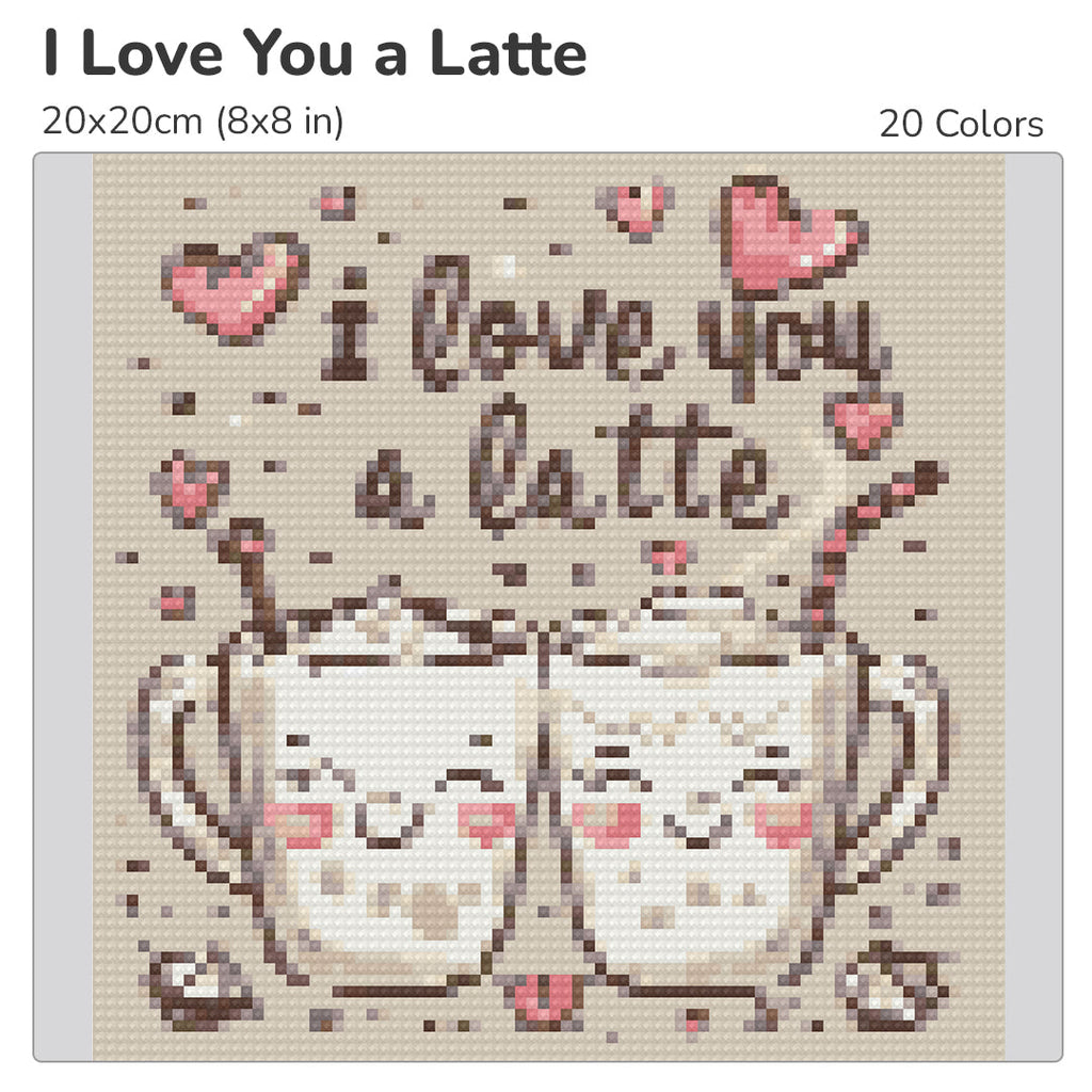 I Love You A Latte Diamond Painting Kit-20x20cm(8x8 in)-Heartful Diamonds