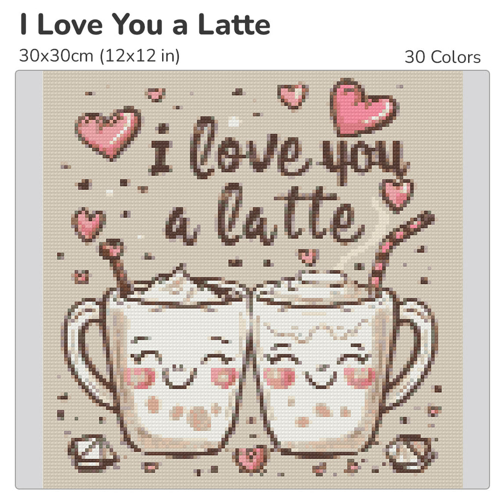 I Love You A Latte Diamond Painting Kit-30x30cm (12x12 in)-Heartful Diamonds