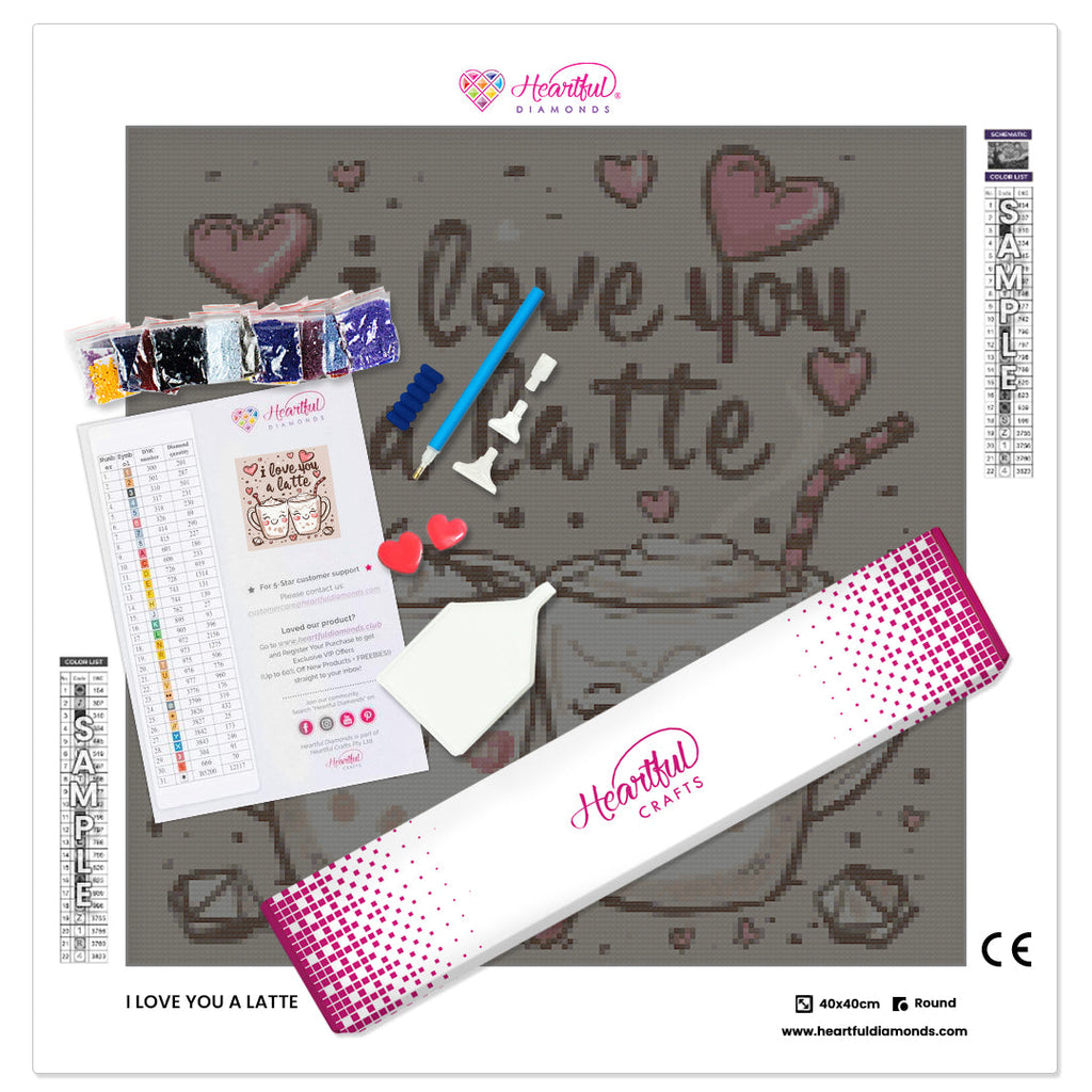 I Love You A Latte Diamond Painting Kit-40x40cm (16x16 in)-Heartful Diamonds