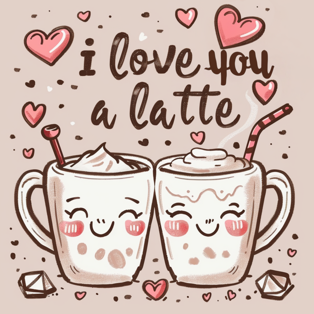 I Love You A Latte Diamond Painting Kit-20x20cm(8x8 in)-Heartful Diamonds