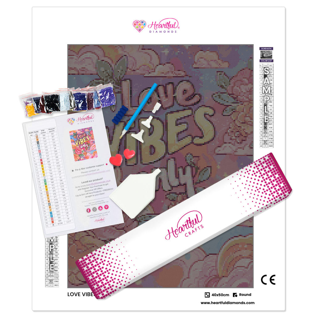 Love Vibes Only Diamond Painting Kit-40x50cm (16x20 in)-Heartful Diamonds