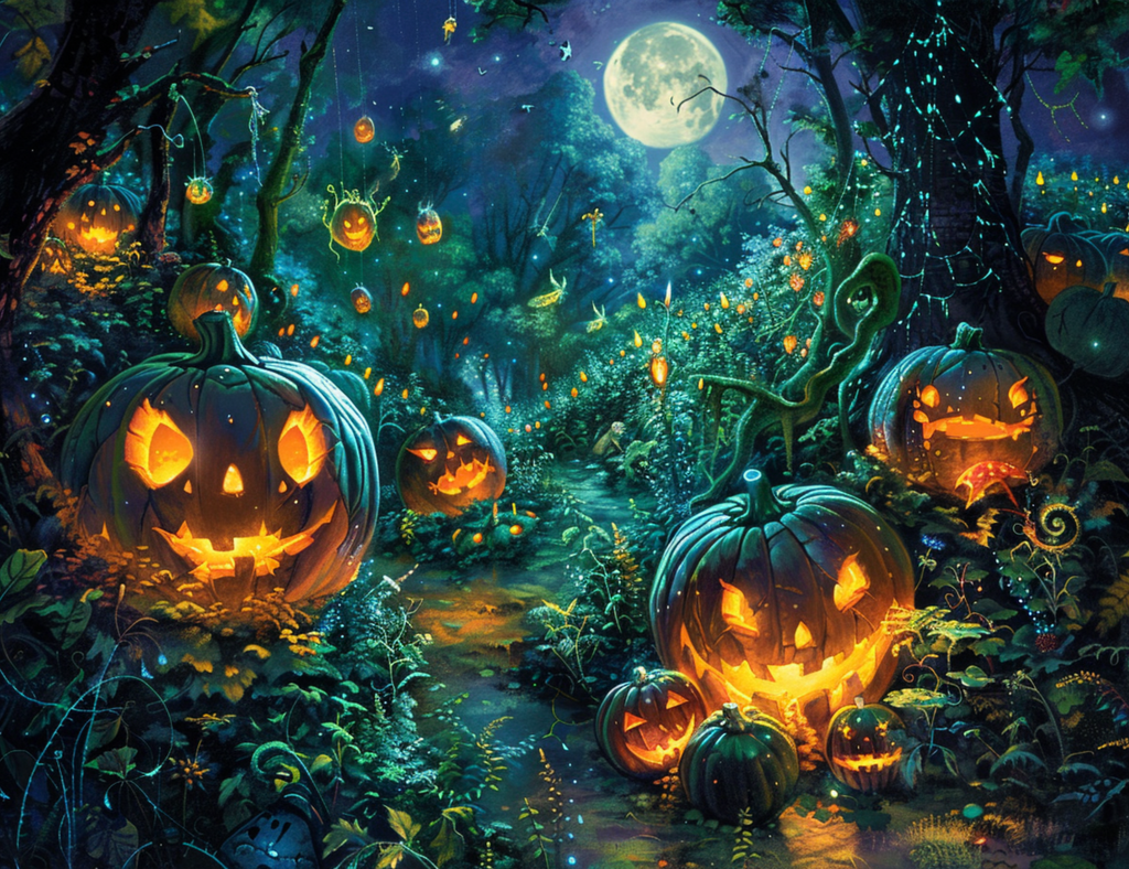 Moonlit Pumpkin Patch Diamond Painting Kit-40x30cm (16x12 in)-Heartful Diamonds