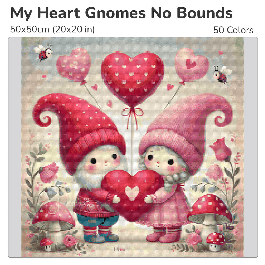 My Heart Gnomes No Bounds Diamond Painting Kit-40x40cm (16x16 in)-Heartful Diamonds