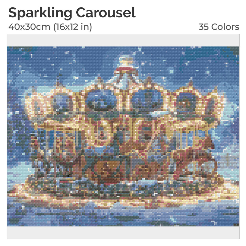 Sparkling Carousel Diamond Painting Kit-40x30cm (16x12 in)-Heartful Diamonds