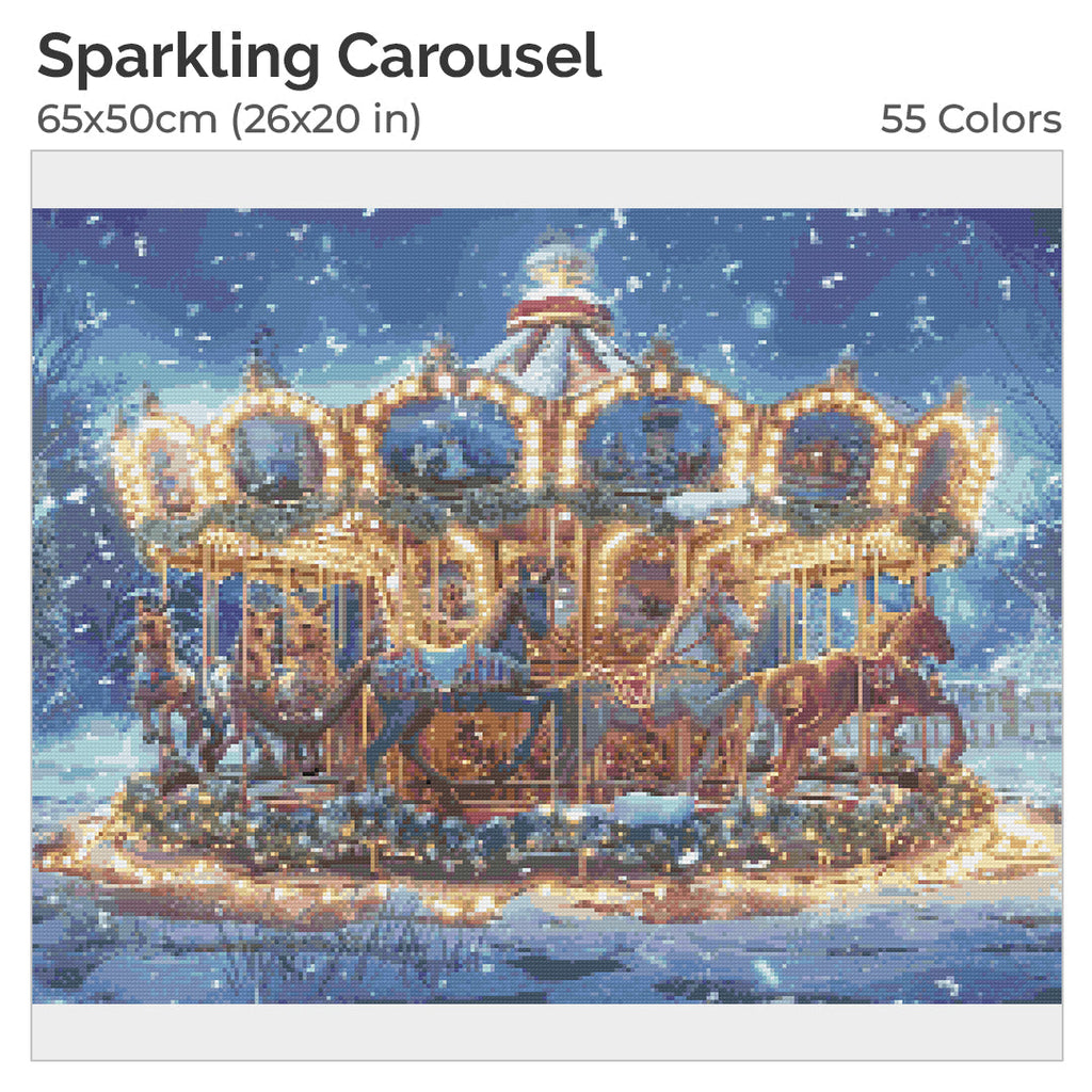 Sparkling Carousel Diamond Painting Kit-50x40cm (20x16 in)-Heartful Diamonds