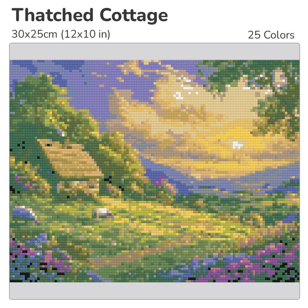 Thatched Cottage Diamond Painting Kit-30x25cm (12x10 in)-Heartful Diamonds