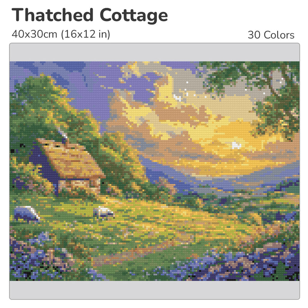 Thatched Cottage Diamond Painting Kit-40x30cm (16x12 in)-Heartful Diamonds