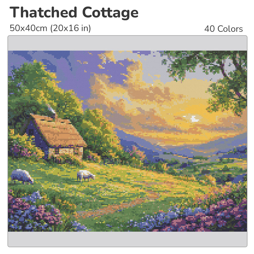 Thatched Cottage Diamond Painting Kit-40x30cm (16x12 in)-Heartful Diamonds