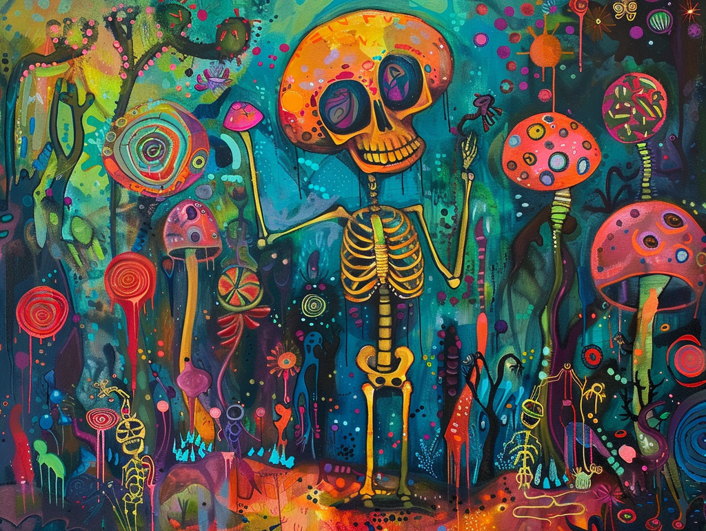 Vibrant Skeleton Fantasy Diamond Painting Kit-40x30cm (16x12 in)-Heartful Diamonds